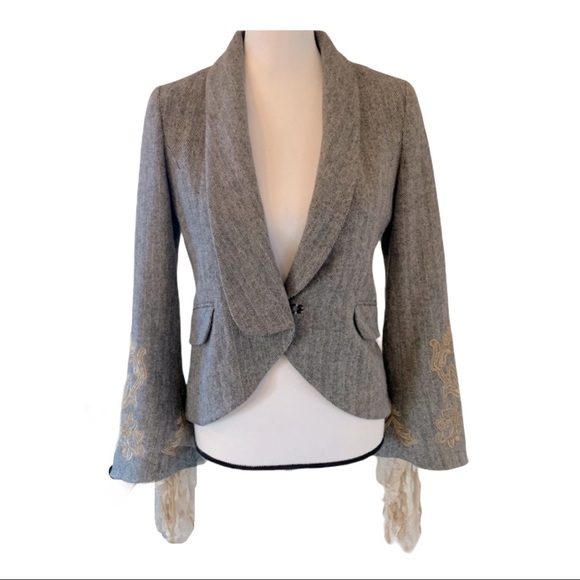 Robert Rodriguez Jackets & Blazers - Robert Rodriquez Rare Grey Embroidered Wool Blazer